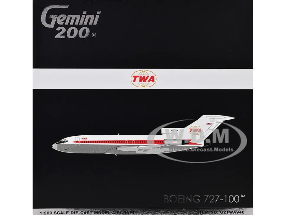 Boeing 727-100 Commercial Aircraft "Trans World Airlines (TWA)" (N851TW) White with Red Stripes "Gemini 200" Series 1/200 Diecast Model Airplane by GeminiJets