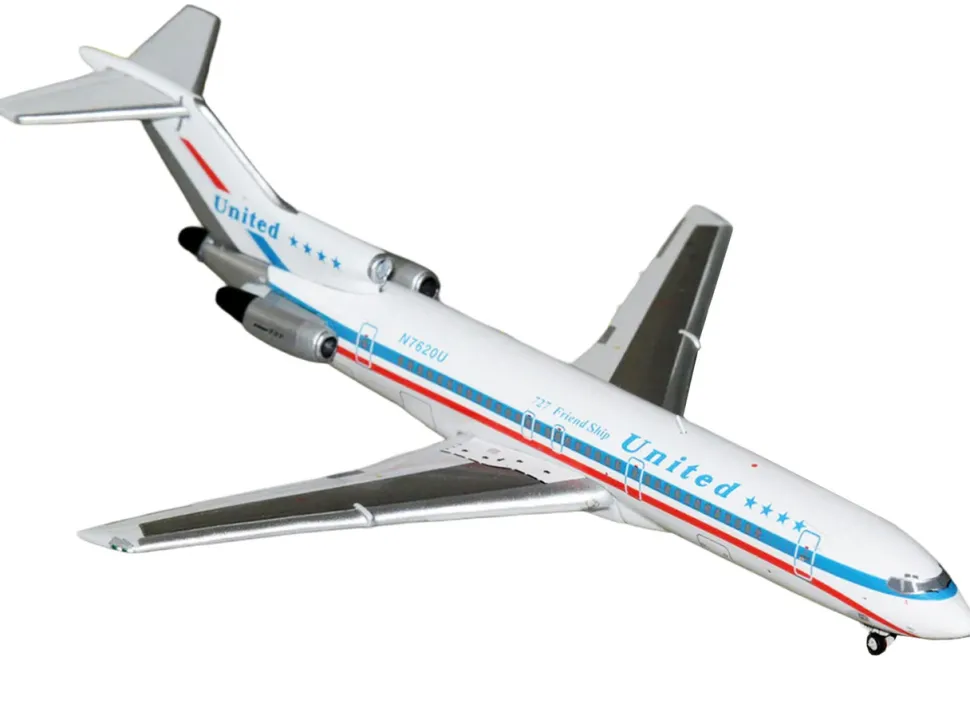 Boeing 727-200 Commercial Aircraft "United Airlines - Stars & Bars/Friend Ship" (N7620U) White with Red and Blue Stripes 1/400 Diecast Model Airplane by GeminiJets