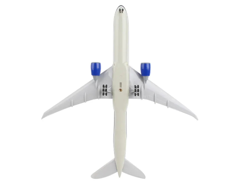 Boeing 777-300 Commercial Aircraft "United Airlines" (N2749U) White with Blue Tail with Wood Stand (2019 Livery) (Snap-Fit) 1/200 Plastic Model by Skymarks