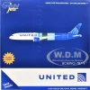Boeing 787-9 Commercial Aircraft with Flaps Down "United Airlines - The Future is SAF" (N24988) White and Blue with Stripes 1/400 Diecast Model Airplane by GeminiJets