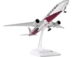 Boeing 777-300 Commercial Aircraft with Landing Gear "Qatar Airways - FIFA World Cup Qatar 2022" Gray and Dark Red (Snap-Fit) 1/200 Plastic Model by Skymarks