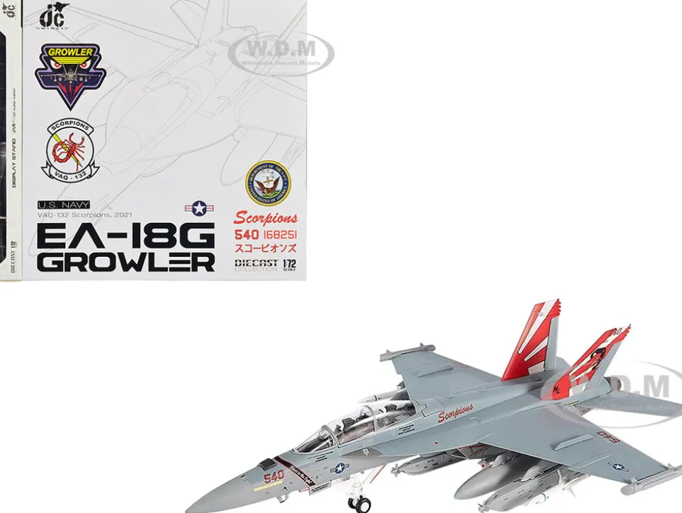 Boeing EA 18G Growler Aircraft VAQ 132 Scorpions United States Navy 1/72 Diecast Model JC Wings JCW-72-F18-017
