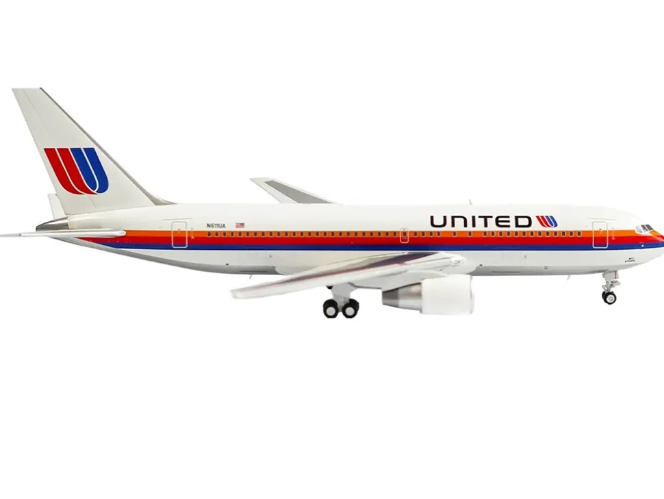 Boeing 767-200ER Commercial Aircraft "United Airlines" (N611UA) White with Stripes 1/400 Diecast Model Airplane by V1:400