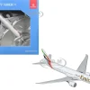 Boeing 777-300ER Commercial Aircraft with Flaps Down "Emirates Airlines" (A6-EQH) White with Striped Tail 1/400 Diecast Model Airplane by GeminiJets