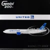 Boeing 777-200ER Commercial Aircraft "United Airlines" (N798UA) White with Blue Tail "Gemini 200" Series 1/200 Diecast Model Airplane by GeminiJets