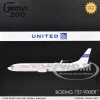 Boeing 737-900ER Commercial Aircraft with Flaps Down "Continental Airlines - United Airlines" (N75435) White with Red and Blue Stripes "Gemini 200" Series 1/200 Diecast Model Airplane by GeminiJets
