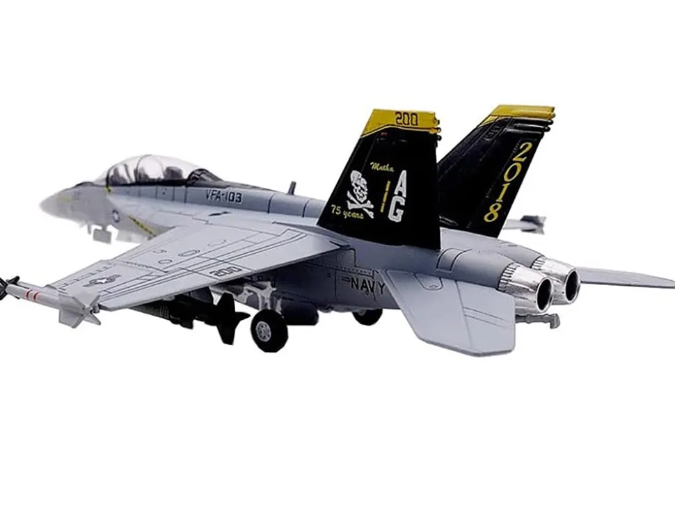 Boeing F/A-18F Super Hornet Fighter Aircraft "VFA-103 Jolly Rogers, 75th Anniversary" (2018) United States Navy 1/100 Diecast Model Airplane