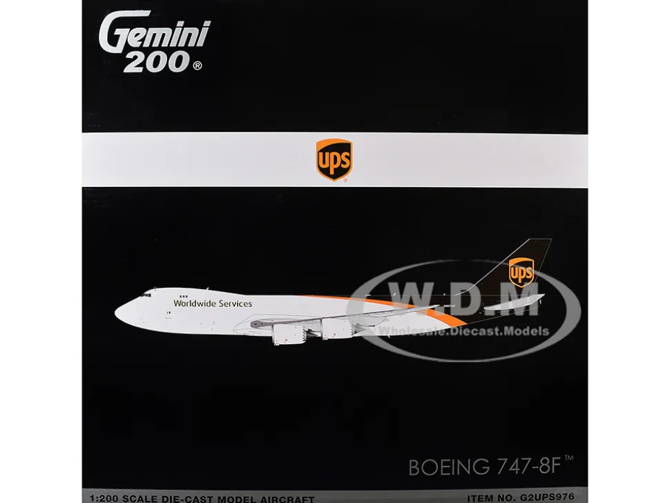 Boeing 747-8F Commercial Aircraft "UPS Worldwide Services" (N607UP) White with Brown Tail "Gemini 200" Series 1/200 Diecast Model Airplane by GeminiJets