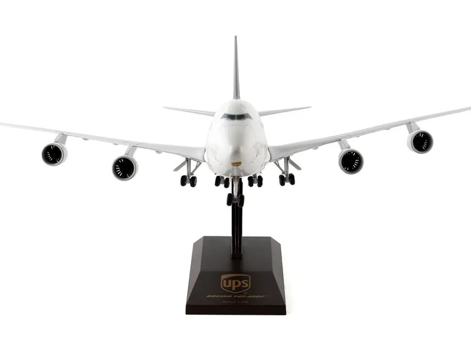 Boeing 747-400F Commercial Aircraft with Landing Gear "UPS Worldwide Services" (N570UP) White and Brown (Snap-Fit) 1/200 Plastic Model by Skymarks