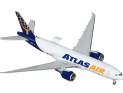Boeing 777-200LRF Commercial Aircraft "Atlas Air" (N703GT) White with Blue Tail "Interactive Series" 1/400 Diecast Model Airplane by GeminiJets
