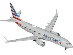 Boeing 737 MAX 8 Commercial Aircraft "American Airlines" (N326RP) Gray with Striped Tail "Gemini 200" Series 1/200 Diecast Model Airplane by GeminiJets