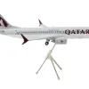 Boeing 737 MAX 8 Commercial Aircraft Qatar Airways Gray and White with Tail Graphics Gemini 200 Series 1/200 Diecast Model Airplane GeminiJets G2QTR1243