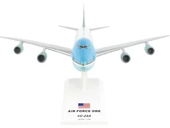 Boeing VC-25A Transport Aircraft "Air Force One - United States of America" (29000) White with Blue Stripes (Snap-Fit) 1/250 Plastic Model by Skymarks