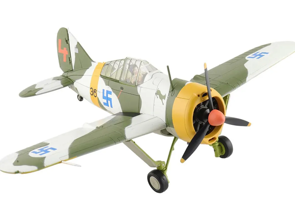 Brewster F2A Model 239 "Buffalo" Fighter Aircraft "BW364, LeLv 24, flown by Warrant Officer Ilmari Juutilainen" (1942) Finnish Air Force "Air Power Series" 1/48 Diecast Model by Hobby Master