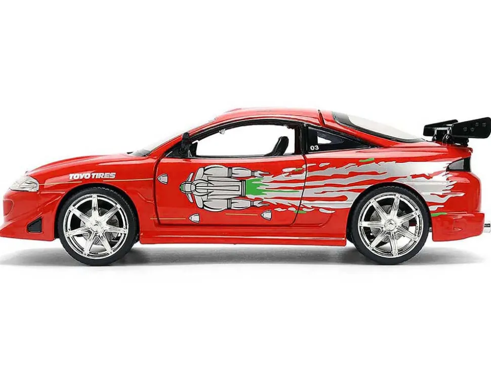 Brian's Mitsubishi Eclipse Red with Graphics Remix "The Fast and The Furious" (2001) Movie "Fast & Furious" Series 1/24 Diecast Model Car by Jada