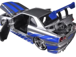 Brian's Nissan GTR Skyline R34 RHD (Right Hand Drive) Silver with Blue Stripes