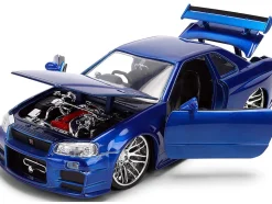 Brian's Nissan Skyline GT-R (R34) RHD (Right Hand Drive) Blue Color Brush Finish 25 Years of Fast & Furious Anniversary 