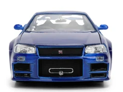 Brian's Nissan Skyline GT-R (R34) RHD (Right Hand Drive) Blue Color Brush Finish 25 Years of Fast & Furious Anniversary 