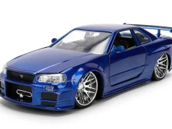 Brian's Nissan Skyline GT-R (R34) RHD (Right Hand Drive) Blue Color Brush Finish 25 Years of Fast & Furious Anniversary 