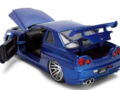 Brian's Nissan Skyline GT-R (R34) RHD (Right Hand Drive) Blue Color Brush Finish 25 Years of Fast & Furious Anniversary 