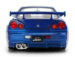 Brian's Nissan Skyline GT-R (R34) RHD (Right Hand Drive) Blue Color Brush Finish 25 Years of Fast & Furious Anniversary 