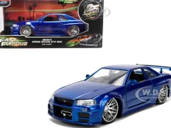Brian's Nissan Skyline GT-R (R34) RHD (Right Hand Drive) Blue Color Brush Finish 25 Years of Fast & Furious Anniversary 