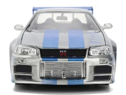 Brian's Nissan Skyline GT-R (R34) RHD (Right Hand Drive) Silver Color Brush Finish with Blue Stripes 