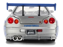 Brian's Nissan Skyline GT-R (R34) RHD (Right Hand Drive) Silver Color Brush Finish with Blue Stripes 