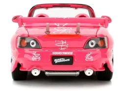 Brian's Nissan Skyline GT-R (R34) Silver Metallic with Blue Stripes and Suki's Honda S2000 Pink with Graphics Set of 2 Cars