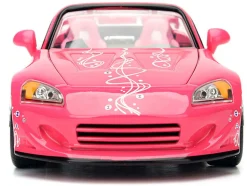 Brian's Nissan Skyline GT-R (R34) Silver Metallic with Blue Stripes and Suki's Honda S2000 Pink with Graphics Set of 2 Cars