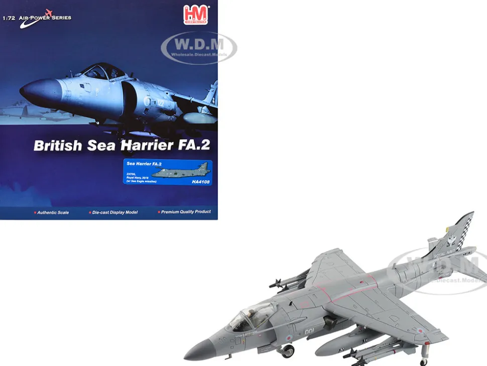 British Aerospace Sea Harrier FA.2 Aircraft with Sea Eagle Missiles "ZH796" (2018) British Royal Navy "Air Power Series" 1/72 Diecast Model by Hobby Master