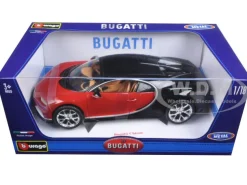 2016 Bugatti Chiron Red with Black 1/18 Diecast Model Car Bburago 11040