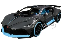 Bugatti Divo Satin Charcoal Gray Carbon Blue Accents Special Edition 1/24 Diecast Model Car Maisto 31526