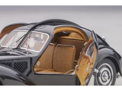 1938 Bugatti Type 57SC Atlantic Disc Wheels Black 1/43 Diecast Model Car Autoart 50946