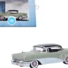 1955 Buick Century Windsor Gray and Dover White with Carlsbad Black Top 1/87 (HO) Scale Diecast Model Car Oxford Diecast 87BC55007