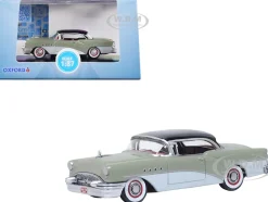 1955 Buick Century Windsor Gray and Dover White with Carlsbad Black Top 1/87 (HO) Scale Diecast Model Car Oxford Diecast 87BC55007