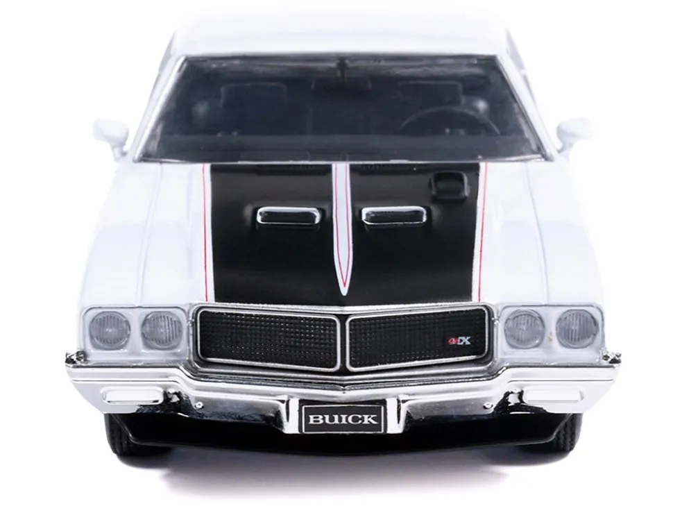 1970 Buick GSX Apollo White with Black and Red Stripes 1/43 Diecast Model by IXO Models