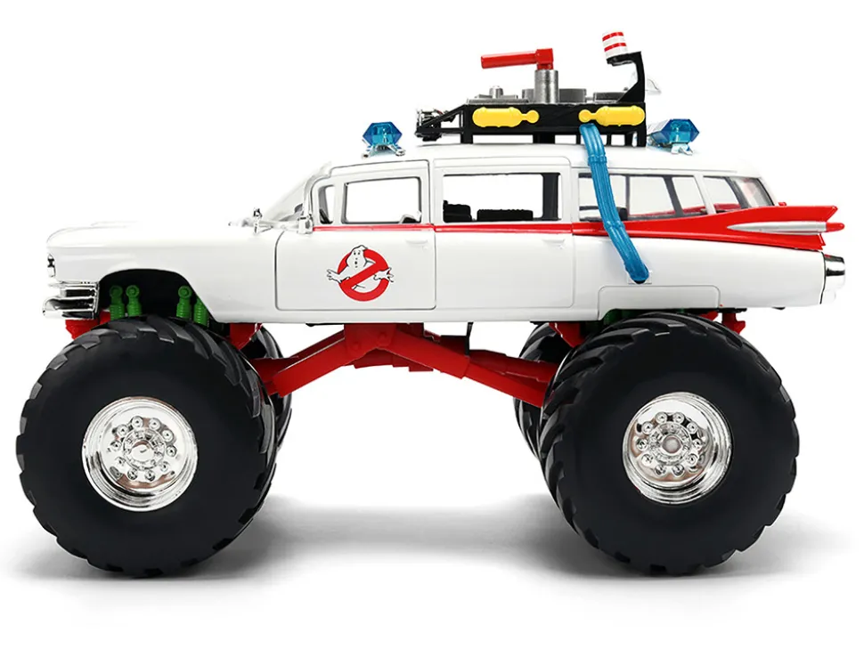 1959 Cadillac Ambulance Ecto-1 "Ghostbusters" (1984) Movie Monster Truck Version "Hollywood Rides" Series 1/24 Diecast Model Car by Jada