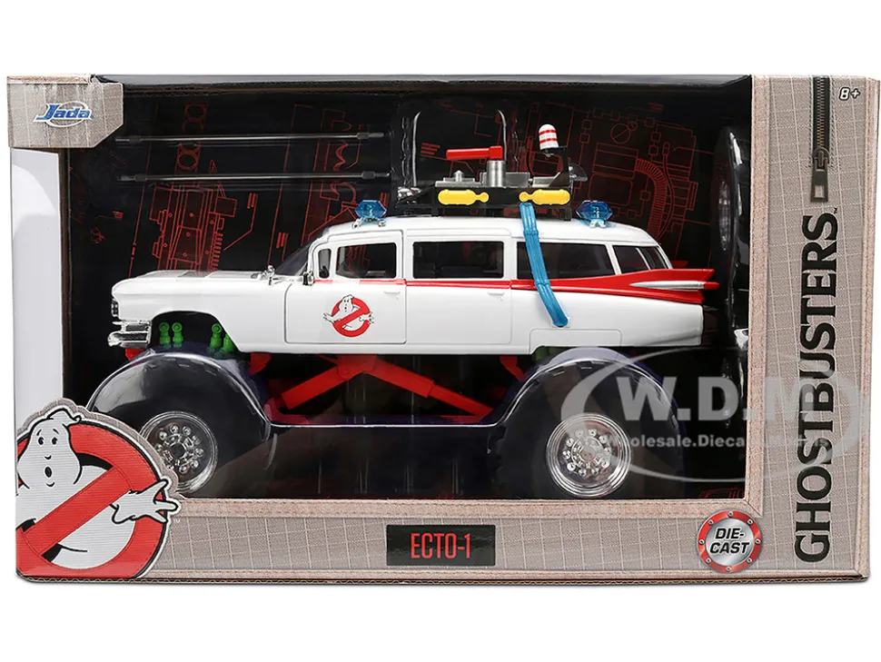 1959 Cadillac Ambulance Ecto-1 "Ghostbusters" (1984) Movie Monster Truck Version "Hollywood Rides" Series 1/24 Diecast Model Car by Jada