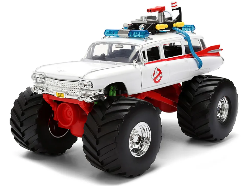 1959 Cadillac Ambulance Ecto-1 "Ghostbusters" (1984) Movie Monster Truck Version "Hollywood Rides" Series 1/24 Diecast Model Car by Jada