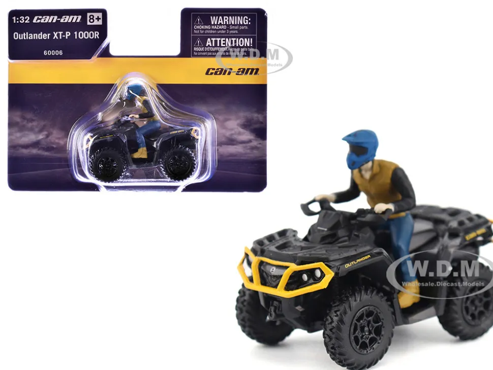 Can-Am Outlander XT-P 1000R ATV Iron Gray and Neo Yellow with Driver Figure 1/32 Diecast Model by BRP Models