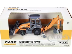 Case 580 Super N WT Backhoe Loader Orange Gray Case Construction Series 1/50 Diecast Model ERTL TOMY 14991