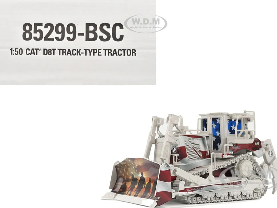 CAT Caterpillar D8T Track Type Tractor with Single Shank Ripper "Brent Scarbrough & Co." Patriotic Livery "High Line" Series 1/50 Diecast Model by Diecast Masters