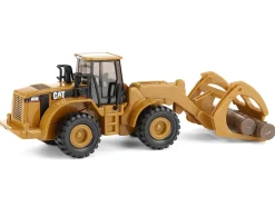 CAT Caterpillar 950G Wheel Loader Yellow with Log Fork and Wood Log Accessories 1/87 (HO) Diecast Model by Diecast Masters