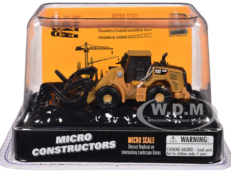 CAT Caterpillar 950M Wheel Loader (Log Fork Version) Yellow "Micro-Constructor" Series Diecast Model by Diecast Masters