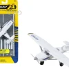 Cessna 172 Aircraft White with Blue and Yellow Stripes N470ES with Runway Section Diecast Model Airplane Runway24 RW065