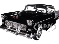 1955 Chevrolet Bel Air Black Silver 1/24 Diecast Model Car Motormax 73229