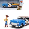 1955 Chevrolet Bel Air Blue with Graphics and Woody Diecast Figure "Toy Story" Franchise "Hollywood Rides" Series 1/24 Diecast Model Car by Jada