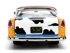 1955 Chevrolet Bel Air Blue with Graphics and Woody Diecast Figure