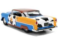 1955 Chevrolet Bel Air Blue with Graphics and Woody Diecast Figure